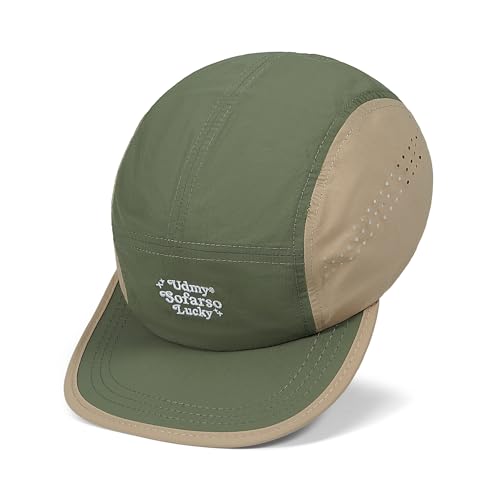 CLAPE Quick Dry 5 Panel Hat for Men, Breathable Mesh Lightweight Running Cap Outdoor Streetwear Flat Brim Hat - color: Bs265p15-greenkhaki