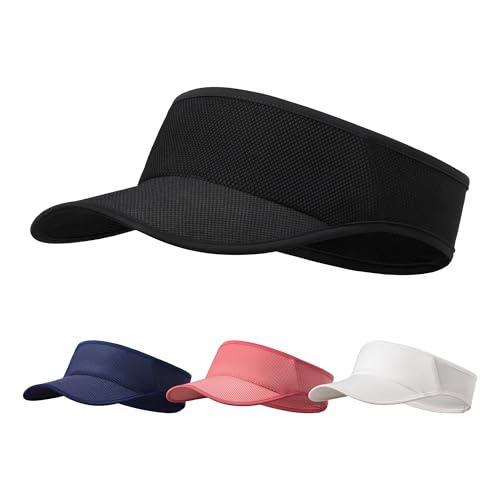 Sweat-Wicking Sports Sun Visor Women Men Adjustable for Tennis Golf Running - color: Black