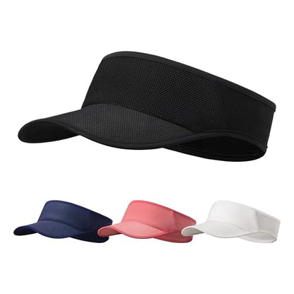 Sweat-Wicking Sports Sun Visor Women Men Adjustable for Tennis Golf Running - color: Black