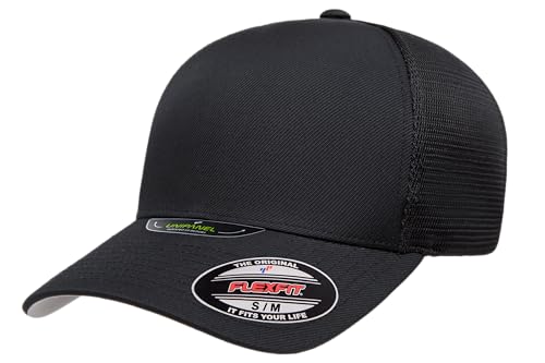 Flexfit Melange Unipanel Trucker Cap - color: Black, size: Small-Medium