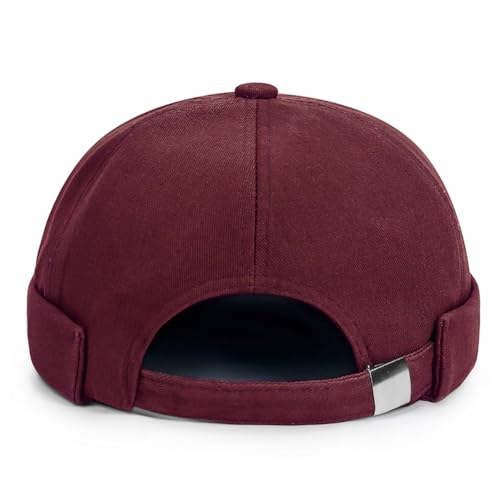 DIYDECAL Brimless Docker Cap,Skullcap Beanie, Retro Sailor Hat for Mens Womens - color: Wine