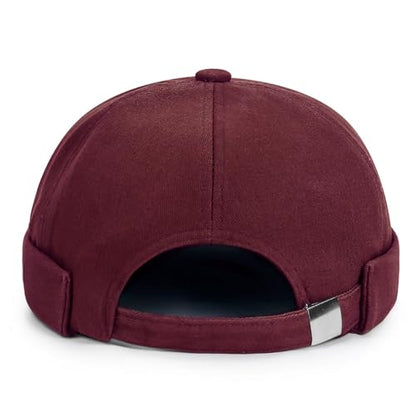 DIYDECAL Brimless Docker Cap,Skullcap Beanie, Retro Sailor Hat for Mens Womens - color: Wine