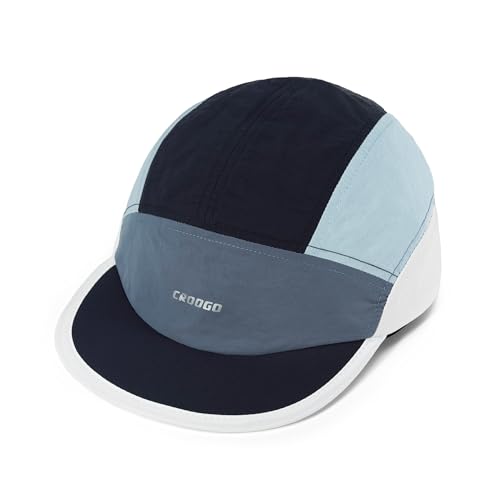 Clakllie Multicolor Short Brim Cap for Men Quick Dry 5 Panel Running Hat - color: Crsb09-navy/Gray