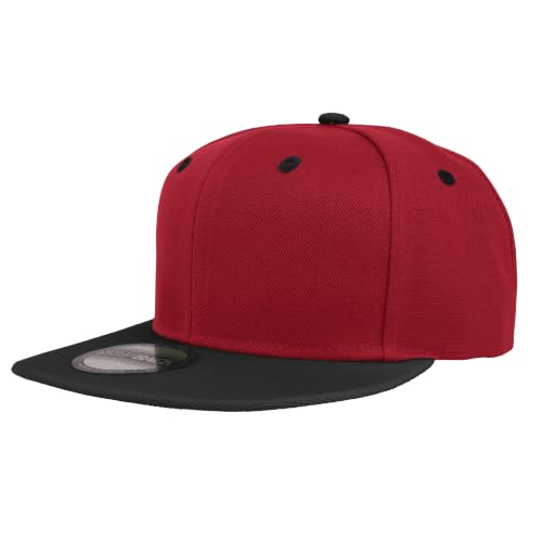 Gelante Snapback Hats for Men - Flat Bill Brim Baseball Cap Hat - Plain Blank Adjustable - color: Red/Black