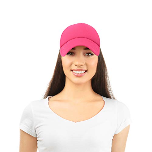 DALIX Solid Blank Trucker Hats Caps 2 Pack - color: Hot Pink