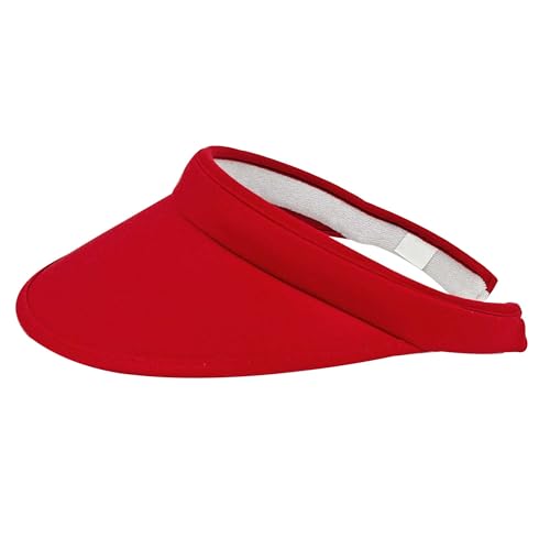 Cotton Visor Hat Women Men Clip-on Visors Hats Adjustable Outdoor Sports Golf Beach Wide Brim Sun Cap - color: Red2