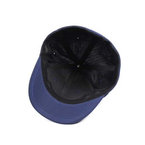 Short Brim Stretch Fitted Baseball Caps Men's Solid Structured Full Closed Cap Curved Brim Elastic Closed Back Hat K272 - color: Navy
