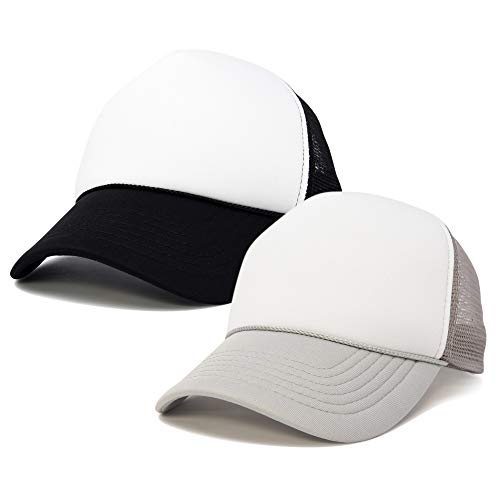 DALIX Two Tone Blank Trucker Hats Caps (2 for 1) - color: Black/Light Gray