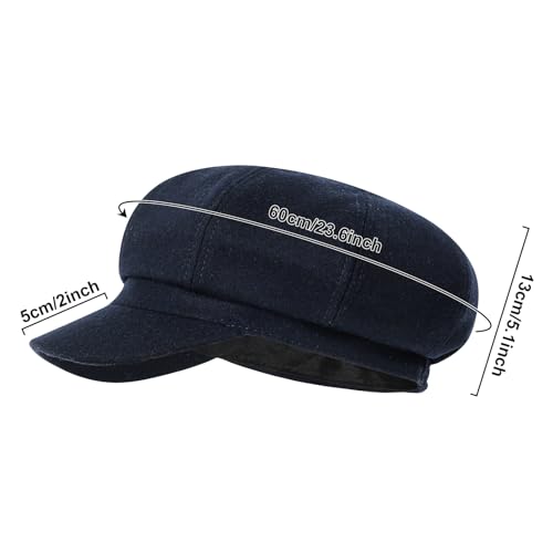 Newsboy Cabbie Baker boy hat Beret Cap for Women Pageboy Visor Paperboy Hat Sailor Fiddler Hat Adjustable - color: Navy