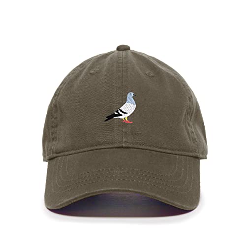 Pigeon Baseball Cap Embroidered Cotton Adjustable Dad Hat - color: Olive