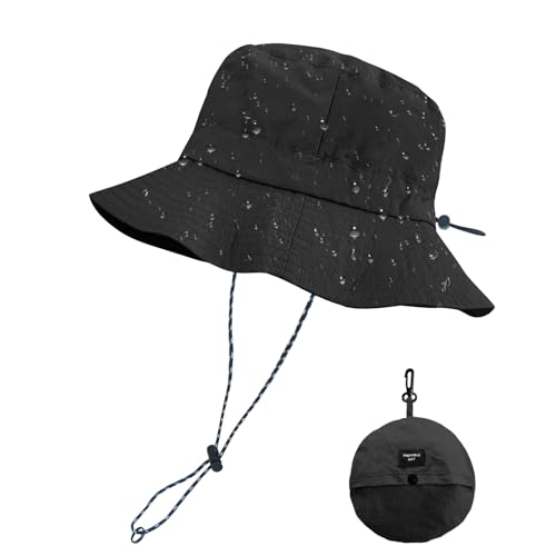PFFY Packable Sun Bucket Hat for Men Women Outdoor UV Protection Sun Hats - color: Black