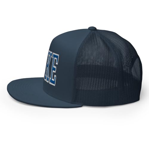 NG Duke Flat Bill Embroidered Trucker Hat High Crown Adjustable Cap - color: Navy