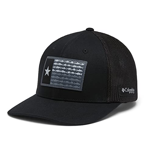 Columbia Unisex Adult PFG Logo Mesh Ball Cap - color: Black/Black/Texas Fish, size: Small-Medium