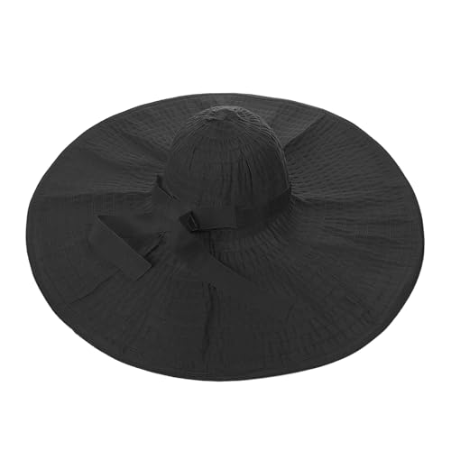 Women's Super Wide Brim Sun Hat - Extra Large Floppy Beach Bucket Hat, Foldable Summer Sun Protection Outdoor Travel Cap - color: Black