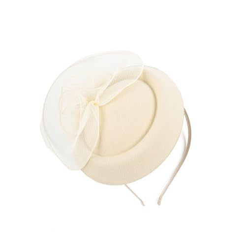 Gionforsy Fascinators Hats Pillbox Tea Party Fascinator Hats for Women - color: Beige