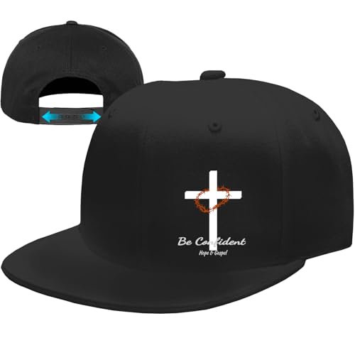 Flat Bill Hats for Men Black Snapback Hats for Men Adjustable Baseball Cap Fitted Cool Hip Hop Hat - color: Thorn Cross