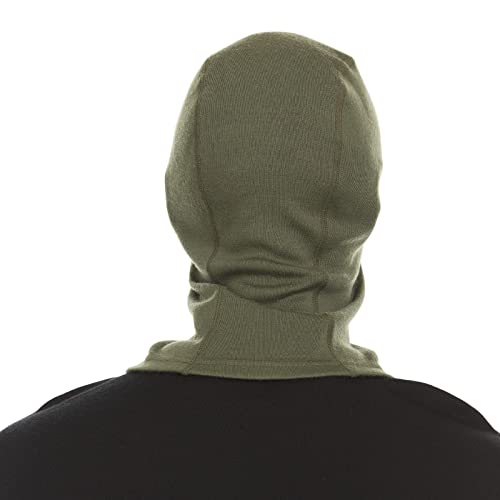 100% Merino Wool - Heavyweight Balaclava - Cold Weather Ski Face Mask - color: Olive Drab