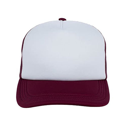 Lids Blank Basic Foam Trucker Adjustable Snapback Hat - color: White/Maroon
