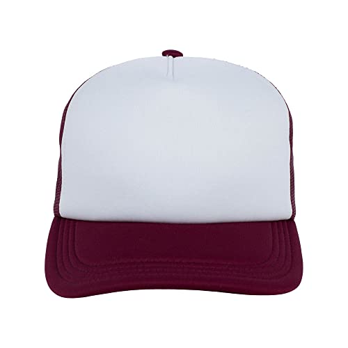 Lids Blank Basic Foam Trucker Adjustable Snapback Hat - color: White/Maroon