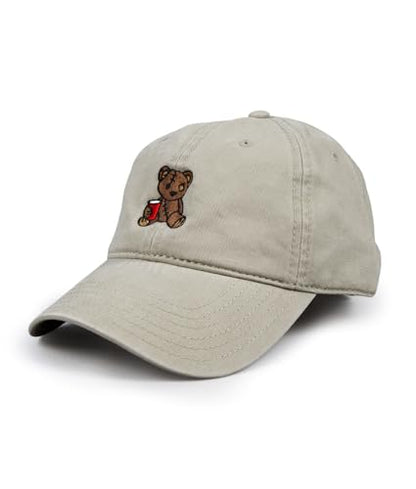 Riot Society Mens Embroidered Adjustable Dad Hat - color: Teddy Bear Red Cup Embroidered (Khaki)