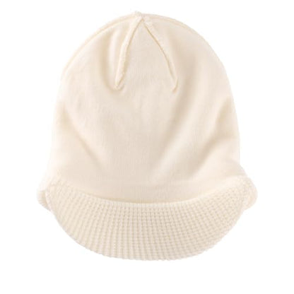 Home Prefer Mens Wool Blend Winter Hat Double-Layer Warm Knit Pre-Curve Visor Beanie Brimmed Beanies Hat for Men Women - color: Beige