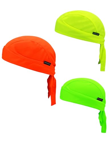 Do Rags Cycling Caps Helmet Liner Doo Rag Motorcycle Bandana Hat Sweat Liner Skull Caps Dew Rags for Men and Women - color: Neon Set