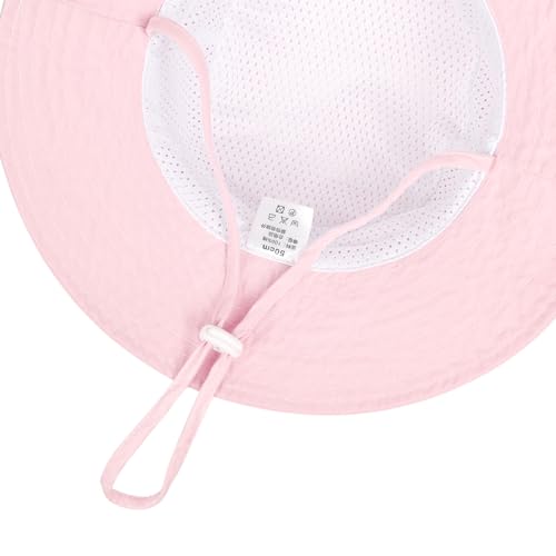 Baby Toddler Sun Hat,Kids Summer UPF 50+ Foldable Beach Bucket Hat for Boys Girls Children - color: White & Pink 2pcs, size: 0-6 Months
