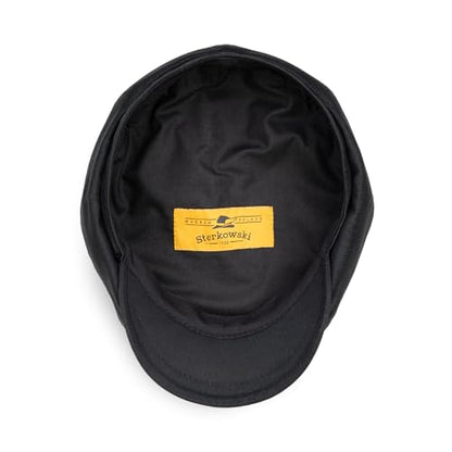 Sterkowski Shelby Paperboy Hat | 100% Softened Cotton Newsboy Cap for Men | 8 Panel Peaky Style - color: Black, size: 7