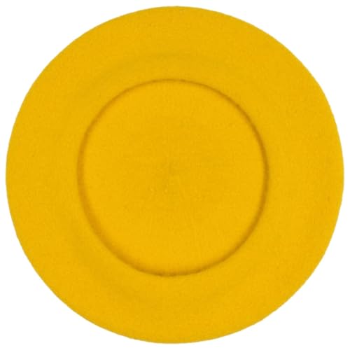 Women's Beret Cashmere Wool French Hat Made in EU Women Autumn Winter - color: Yellow, size: 6 7/8