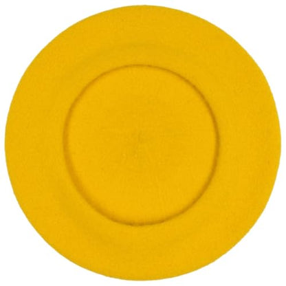 Women's Beret Cashmere Wool French Hat Made in EU Women Autumn Winter - color: Yellow, size: 6 7/8