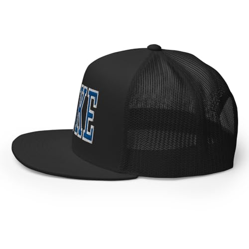 NG Duke Flat Bill Embroidered Trucker Hat High Crown Adjustable Cap - color: Black