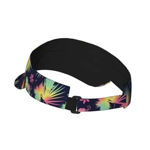 Sun Visor Hats Adjustable Open Top Sport Hat for Golf Women/Men - color: Tie Dye Hibiscus Flower