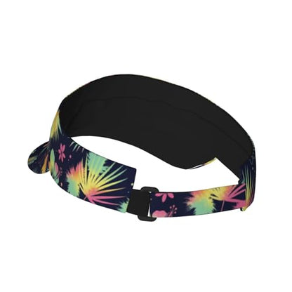 Sun Visor Hats Adjustable Open Top Sport Hat for Golf Women/Men - color: Tie Dye Hibiscus Flower
