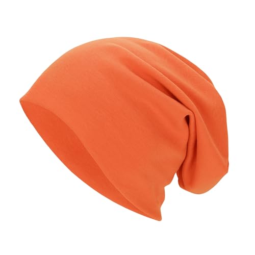 Zando Slouchy Dwarf Beanie Hats for Women Men - Breathable Cozy Cotton Sleep Cap Thin Chemo Headwear for Hip-Pop Halloween - color: 1 Orange