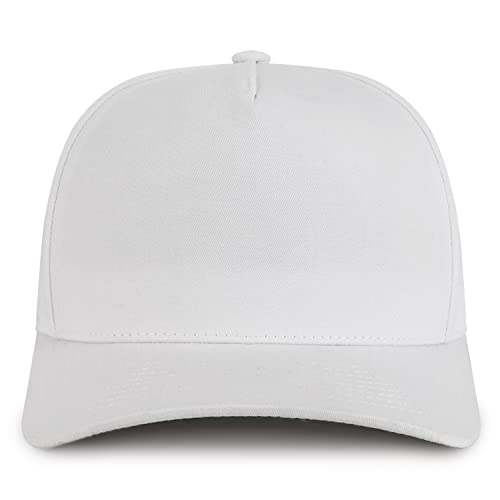 Trendy Apparel Shop Premium High Crown Cotton 5 Panel Pro Style Cap - color: White