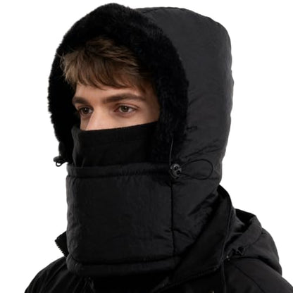 Balaclava Fleece Ski Mask, Windproof Face Cover for Men and Women - color: Black