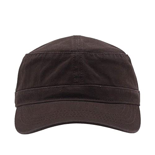 The Vintage Year Heavy Stitch Washed Cotton Cadet Hat Military Army Cap - color: Dark Brown M, size: One Size