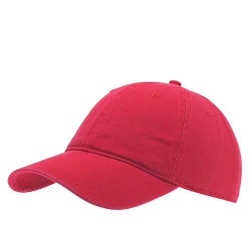 Classic Blank Dad Hat Cotton Adjustable Strap Baseball Cap - color: Red