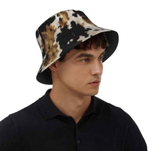 Bucket Hat for Men Women Packable Sun Hats Fisherman Outdoor Summer Travel Hiking Beach Caps - color: Cowhide