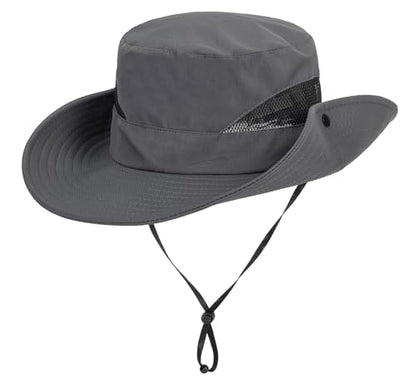 Kids Sun Hat with UV Protection Beach Bucket hat Safari Boonie Cap - color: Grey