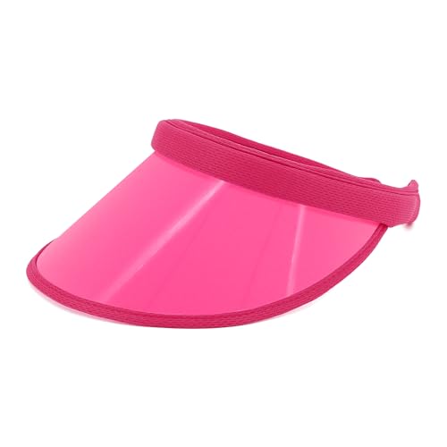 Surkat Women Sun Visors Hologram Wide Brim Thicker Sweatband UV Protective Sportswear Visors Sunhat - color: Hot Pink
