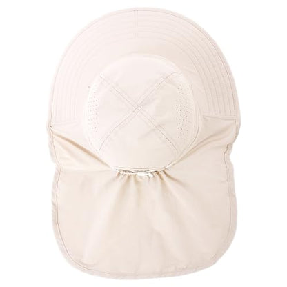 Sun Hats for Men Women with Neck Flap UPF 50+ UV Protection Wide Brim Bucket Hat Safari Hiking Fishing Hats - color: Beige