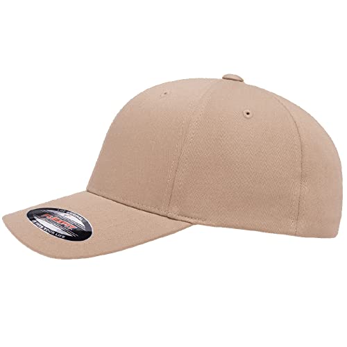 Flexfit 5001 Standard Cotton Twill 6-Panel Fitted Baseball Cap - color: Khaki, size: Small-Medium