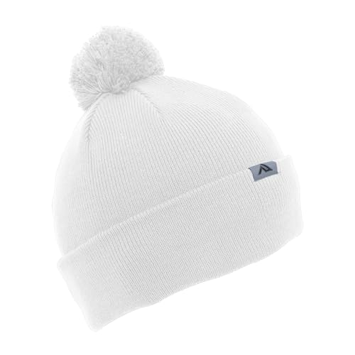 Pacific Headwear Unisex Adult Pacific Headwear Knit Fold Over Pom-pom Beanie - color: White, size: One Size