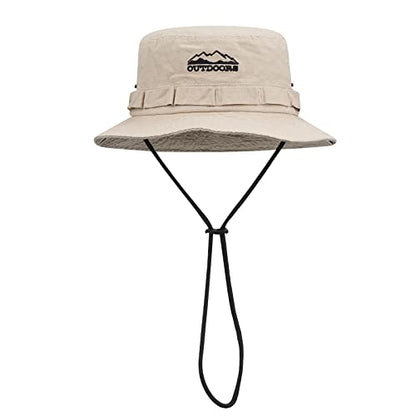 Clakllie Sun Hats for Women Men UV Protection Boonie Hats Summer Safari Jungle Hat Fishing Beach Hats UPF 50+ Camping Hats - color: S-dfh03-beige