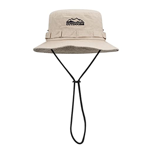 Clakllie Sun Hats for Women Men UV Protection Boonie Hats Summer Safari Jungle Hat Fishing Beach Hats UPF 50+ Camping Hats - color: S-dfh03-beige