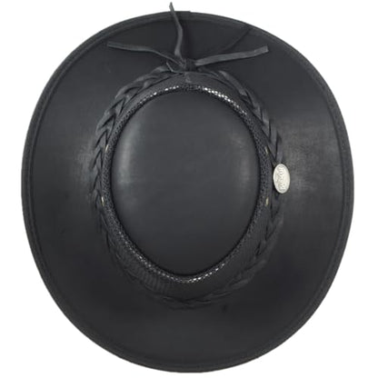Barmah Hats Foldaway Bronco Cooler Leather Hat - Item 1062 - color: Black, size: XX-Large