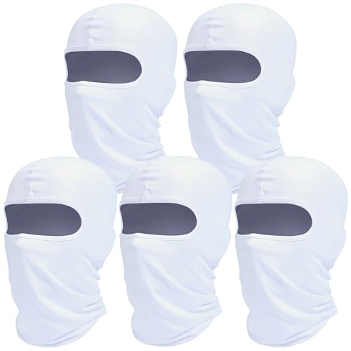 ROXUN Balaclava Ski Mask, 5 Pack Neck Gaiter Motorcycle Summer Cooling - color: B5-5 White