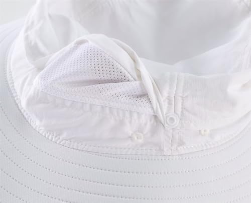 Connectyle Sun Hat for Men Women Outdoor UV Protection Safari Hat for Fishing Hiking Gardening Breathable Cowboy Hat UPF50 - color: White