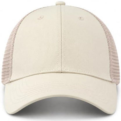 TSSGBL Classic Plain Baseball Cap, Small/M-L/XL-3XL Big Head Fit, Unisex Adjustable Cotton Structured Golf Dad Hat - color: Beige/Mesh, size: Medium-Large